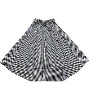 Adam Lippes Gingham High Low Skirt Womens 8 Black White Excellent Cotton Silk